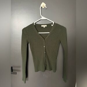 Max Studio Forest Green Button-Up Cardigan